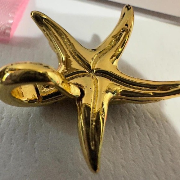 Authentic Pandora Gold Plated Sparkling Blue Starfish Charm #763818C01 - Picture 4 of 8